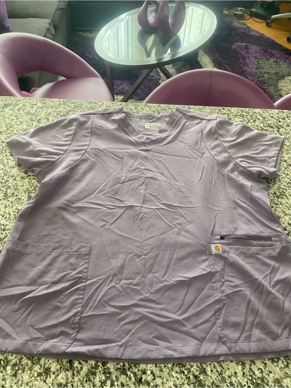 Carhartt Purple V-Neck Scrub Top